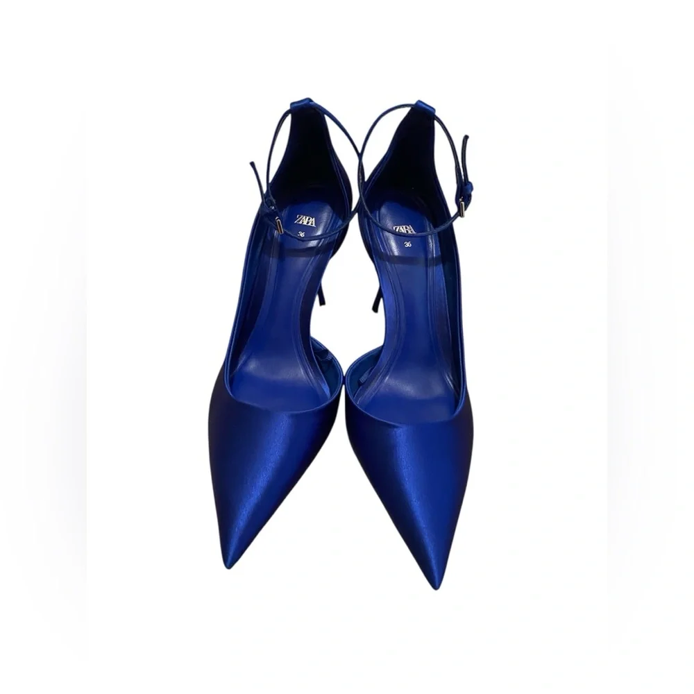 Zara blue satin heels